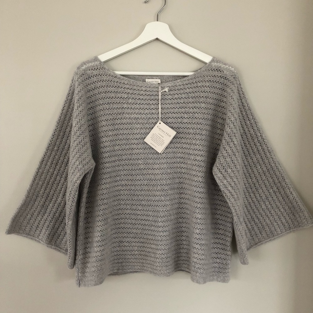 NWT Garnet Hill 100% cashmere pointelle sweater L